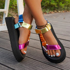 Women's Platform Sandals with Adjustable Straps and Chunky Sole - 5