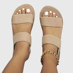 Women's Sandals with Ankle Strap and Platform Sole - 7