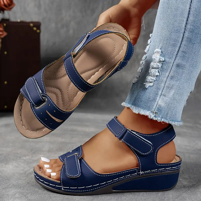 Women's Wedge Sandals with Adjustable Straps and Open Toe - 5