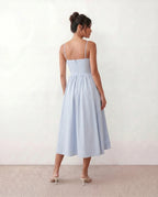 Women's Midi Dress Sleeveless with Low Open Back and A-Line Skirt - 12