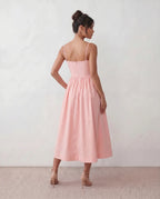 Women's Midi Dress Sleeveless with Low Open Back and A-Line Skirt - 6