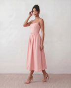 Women's Midi Dress Sleeveless with Low Open Back and A-Line Skirt - 5