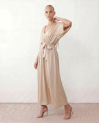 Women's Maxi Dress with Open Back and Tie-Back V-Neck - 6