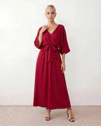 Women's Maxi Dress with Open Back and Tie-Back V-Neck - 11