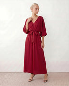 Women's Maxi Dress with Open Back and Tie-Back V-Neck - 12