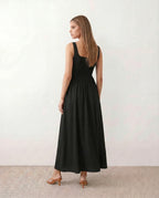 Women's Sleeveless Maxi Dress with Square Neckline and A-Line Skirt - 4