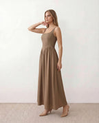 Women's Sleeveless Maxi Dress with Square Neckline and A-Line Skirt - 9