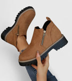 Women's Ankle Boots with Zip Detail and Chunky Sole - 10
