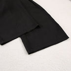 Satin Pyjama Set with Revere Collar and Wide Leg Trousers - 12