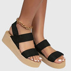 Women's Sandals with Ankle Strap and Platform Sole - 2