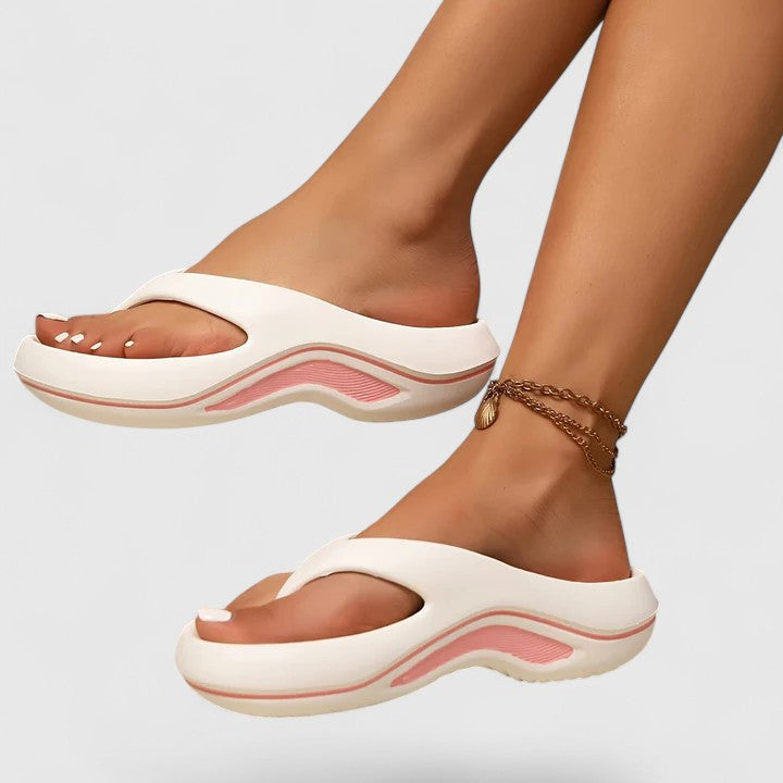 Juliette | Orthopaedic Slide Sandals - White/Pink