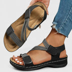 Women's Sandals with Adjustable Straps and Arch Support Footbed - Black