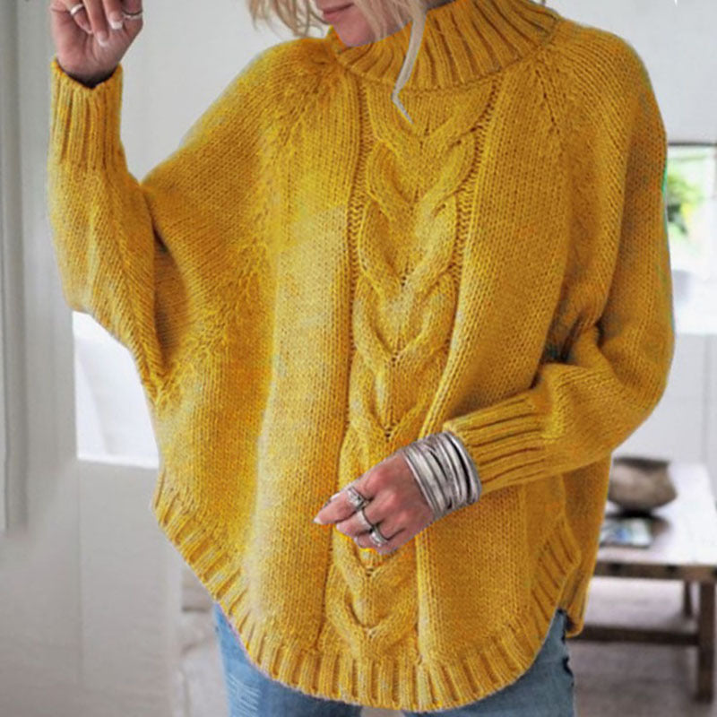 Women's Cable Knit Turtleneck Jumper Oversized Fit - 10