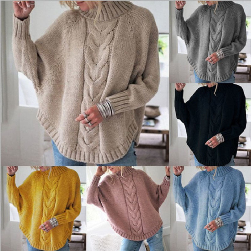 Women's Cable Knit Turtleneck Jumper Oversized Fit - 7