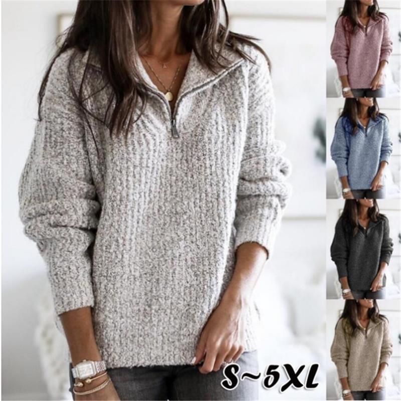 Women's Half-Zip Textured Jumper with Stand Collar - 7