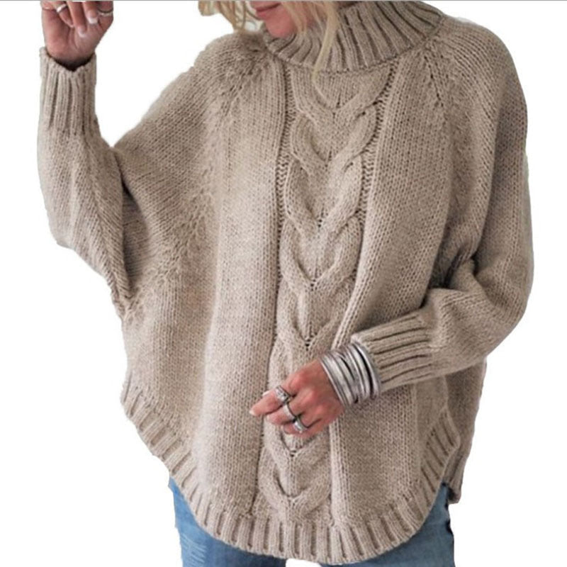 Women's Cable Knit Turtleneck Jumper Oversized Fit - 11