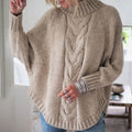 Women's Cable Knit Turtleneck Jumper Oversized Fit - Khaki