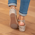Women's Peep-Toe Wedge Sandals with Ankle Strap - 4