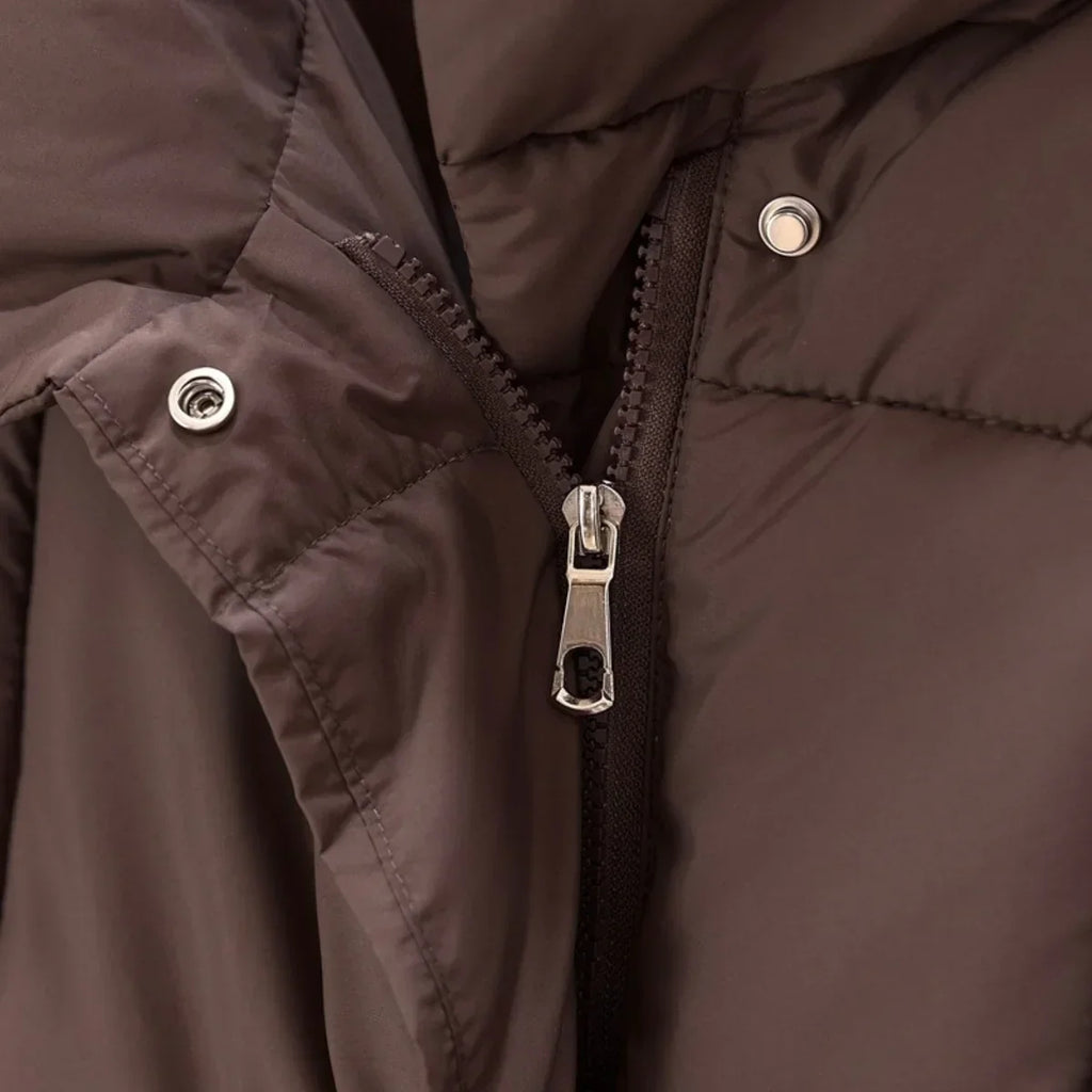 Women's Padded Coat with Belted Waist and Wide Collar - 14