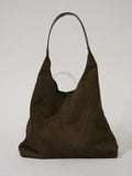 Women's Shoulder Bag with Matching Clutch Set - Green