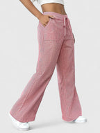Women's Wide-Leg Trousers with Elasticated Drawstring Waist - 7