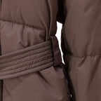 Women's Padded Coat with Belted Waist and Wide Collar - 11