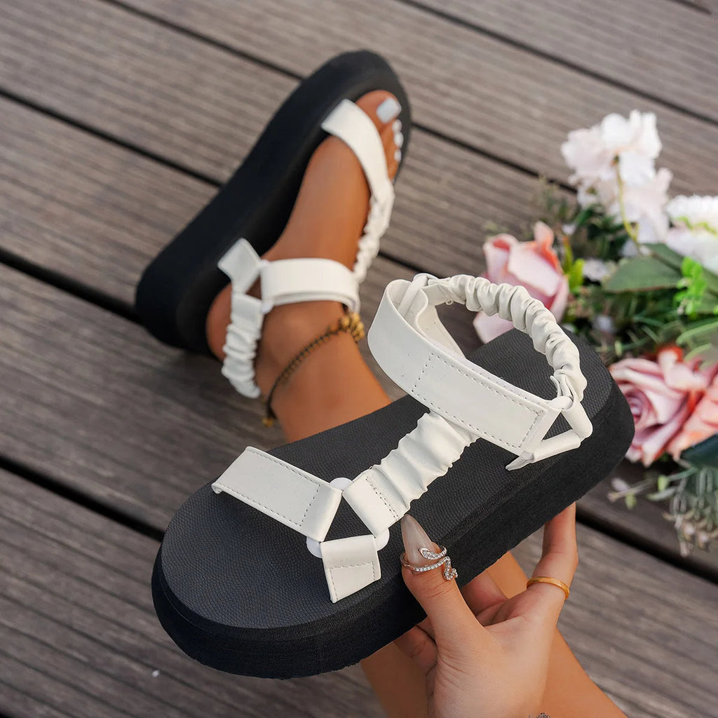 Women's Platform Sandals with Adjustable Straps and Chunky Sole - 13