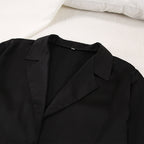 Satin Pyjama Set with Revere Collar and Wide Leg Trousers - 14
