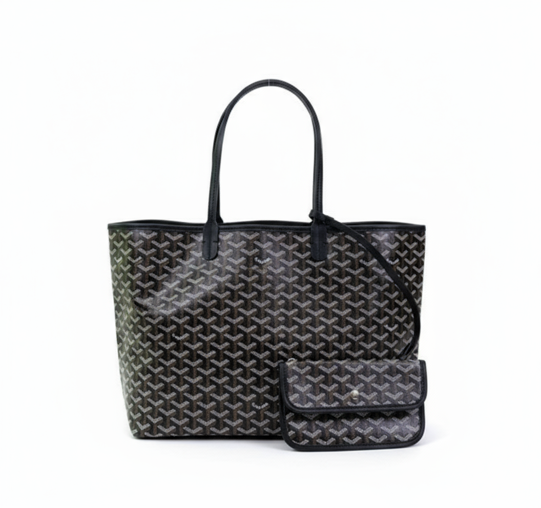 Women's Tote Bag with Matching Pouch - Black (Medium)