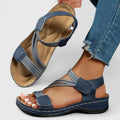 Women's Sandals with Adjustable Straps and Arch Support Footbed - Blue