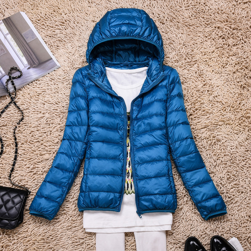 Women's Lightweight Packable Hooded Puffer Jacket - Lake Blue