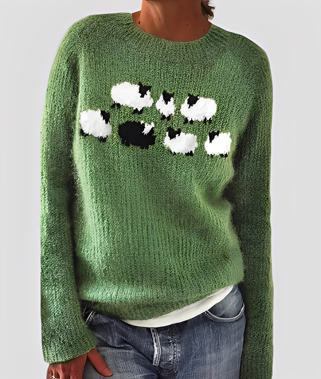 Women's Marled Crew Neck Jumper Relaxed Fit - Green