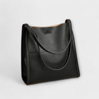 Women's Tote Bag with Sturdy Handles and Front Pocket - Black