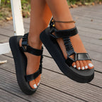 Women's Platform Sandals with Adjustable Straps and Chunky Sole - 2