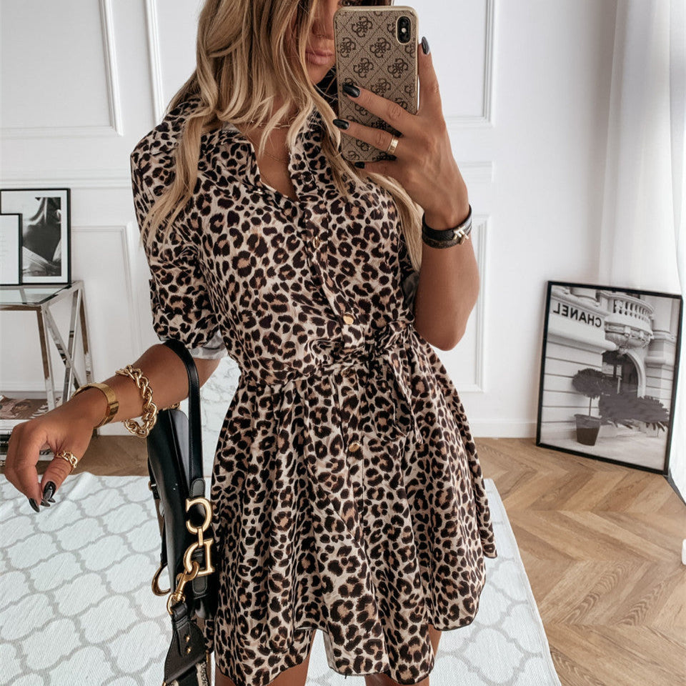 Women's Shirt Dress with Paisley Print and Tie Waist - B