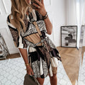 Women's Shirt Dress with Paisley Print and Tie Waist - A