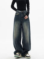Women's Baggy Jeans with Washed Effect and Loose Fit - 4