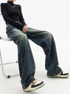 Women's Baggy Jeans with Washed Effect and Loose Fit - 8
