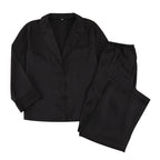 Satin Pyjama Set with Revere Collar and Wide Leg Trousers - 17