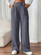 Women's High-Waist Wide-Leg Trousers with Elastic Waist - 8