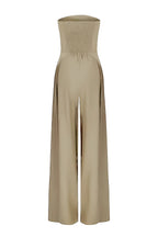 Women's Strapless Jumpsuit with Wide Legs and Defined Waist - 9