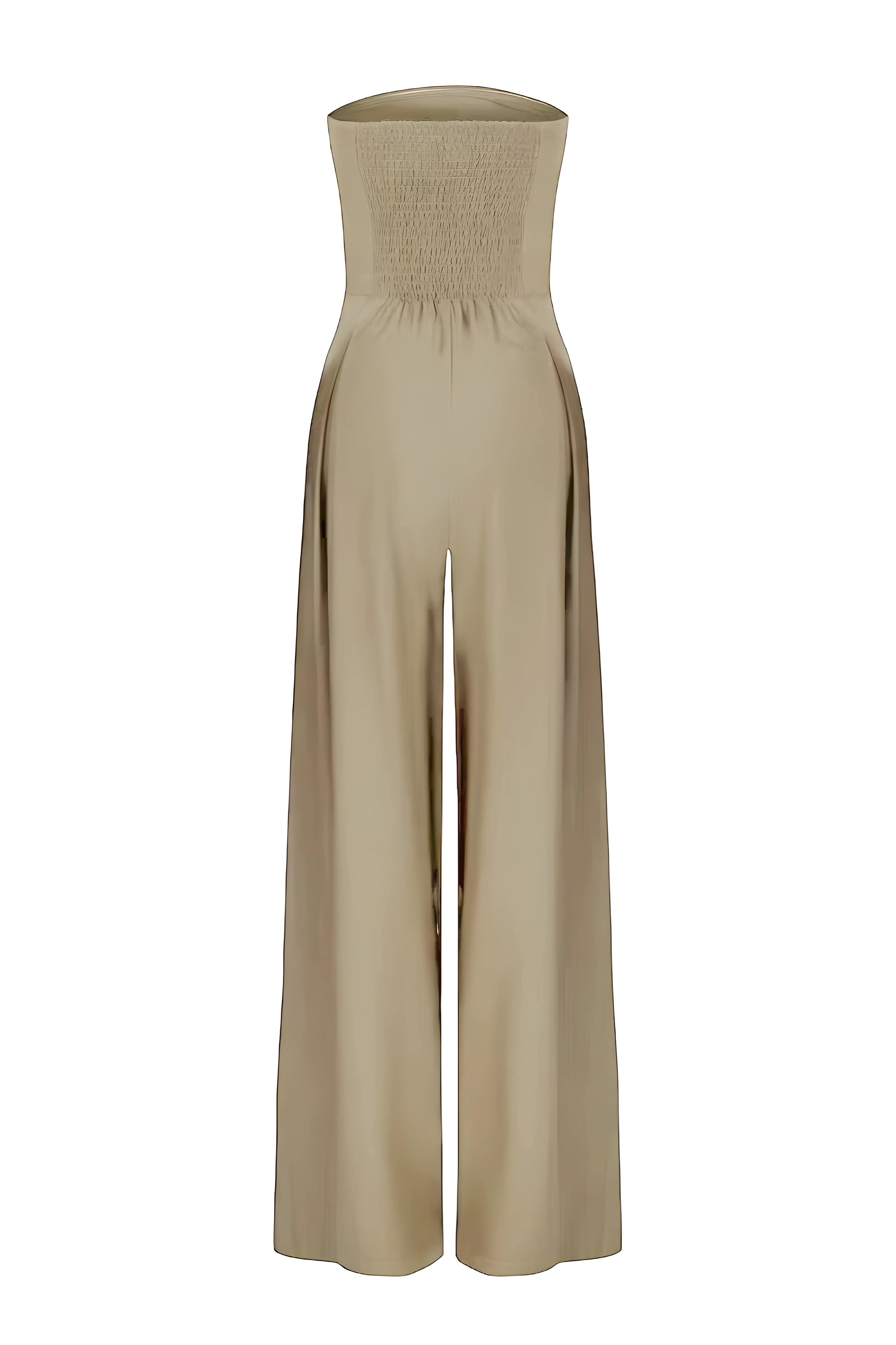 Women's Strapless Jumpsuit with Wide Legs and Defined Waist - 9