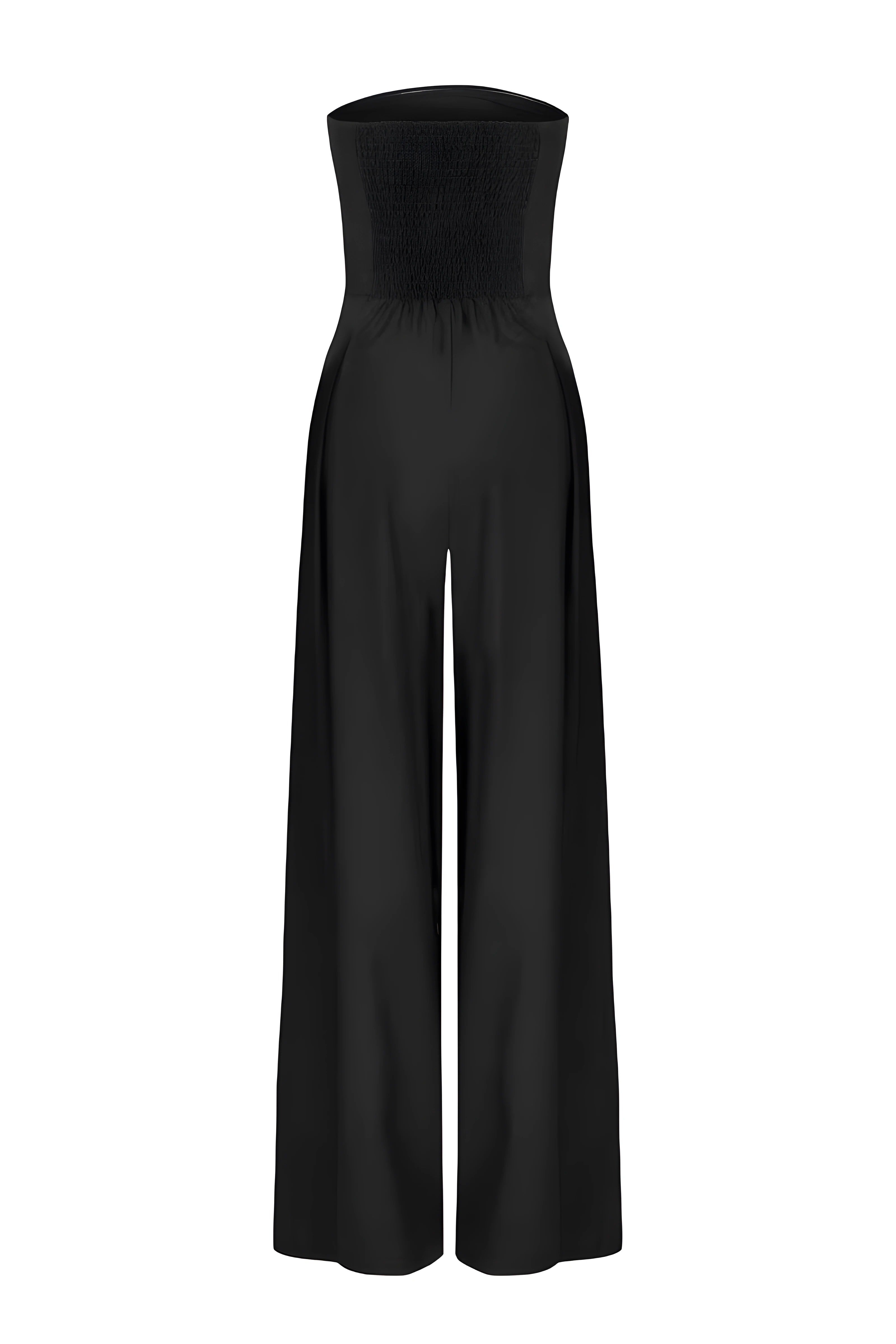Women's Strapless Jumpsuit with Wide Legs and Defined Waist - 6