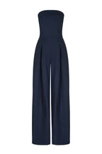 Women's Strapless Jumpsuit with Wide Legs and Defined Waist - 3