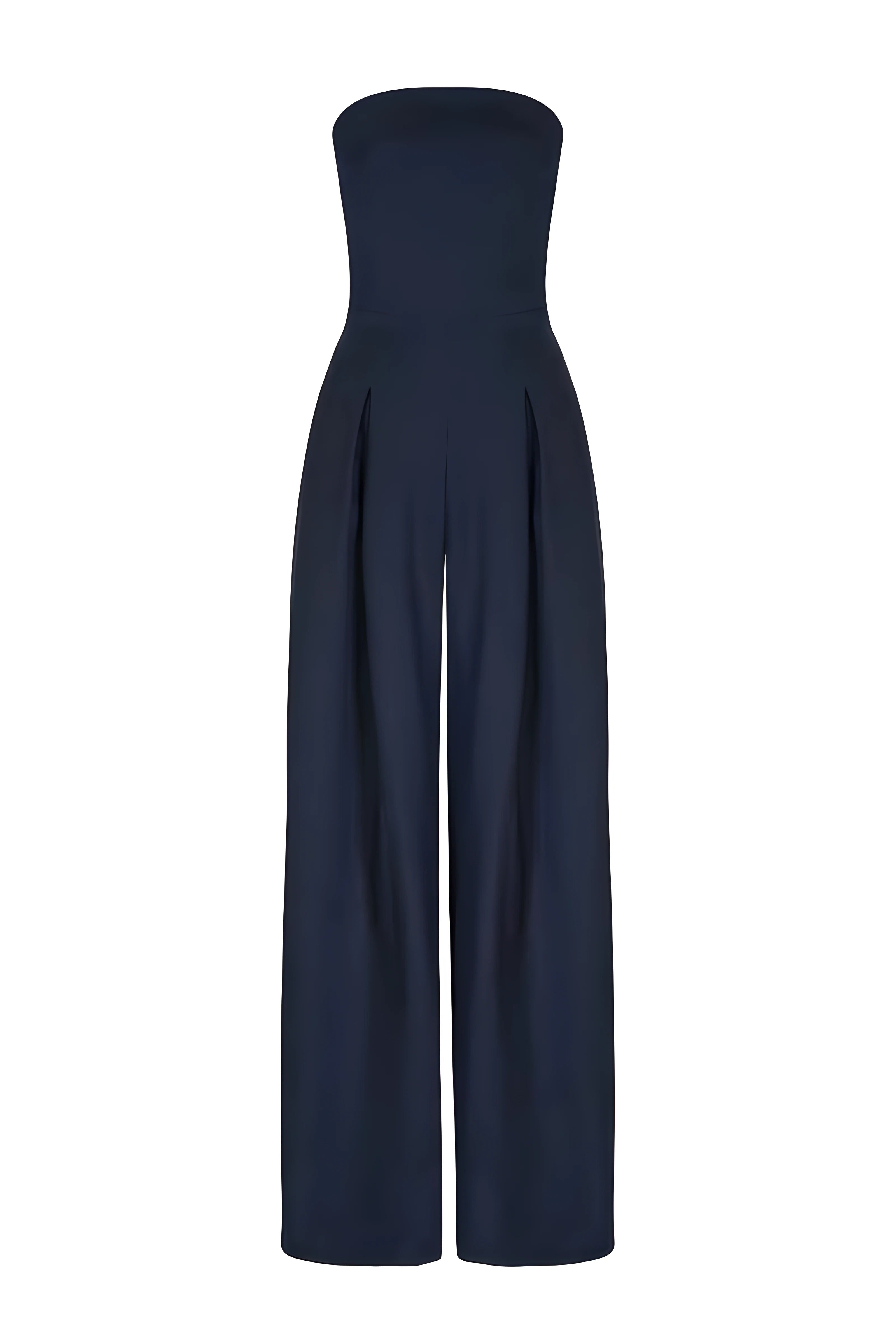 Women's Strapless Jumpsuit with Wide Legs and Defined Waist - 3