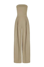 Women's Strapless Jumpsuit with Wide Legs and Defined Waist - 10