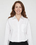 Women's Oversized Shirt with Collar and Chest Pocket - White