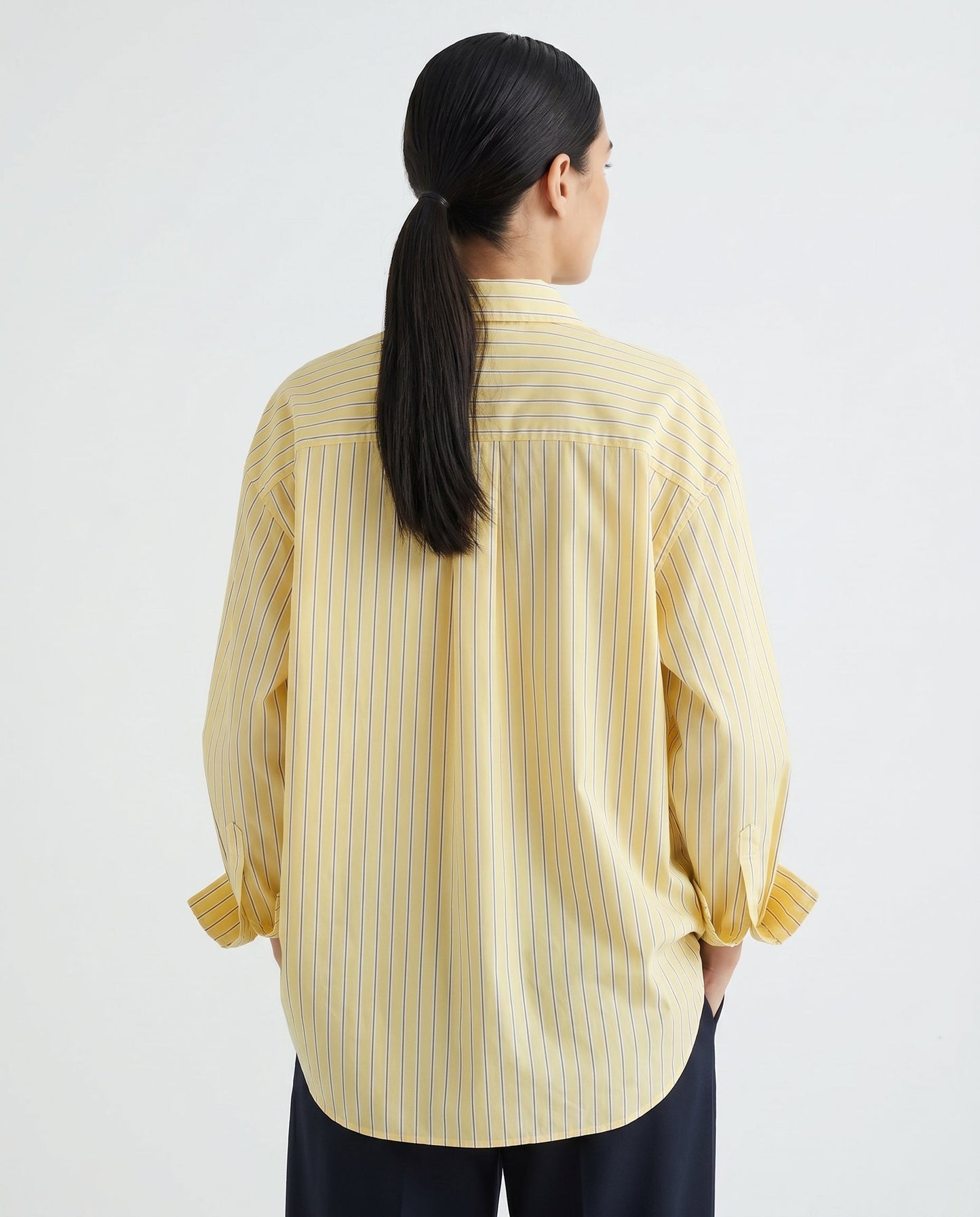 Women's Striped Shirt Loose Fit with Classic Collar