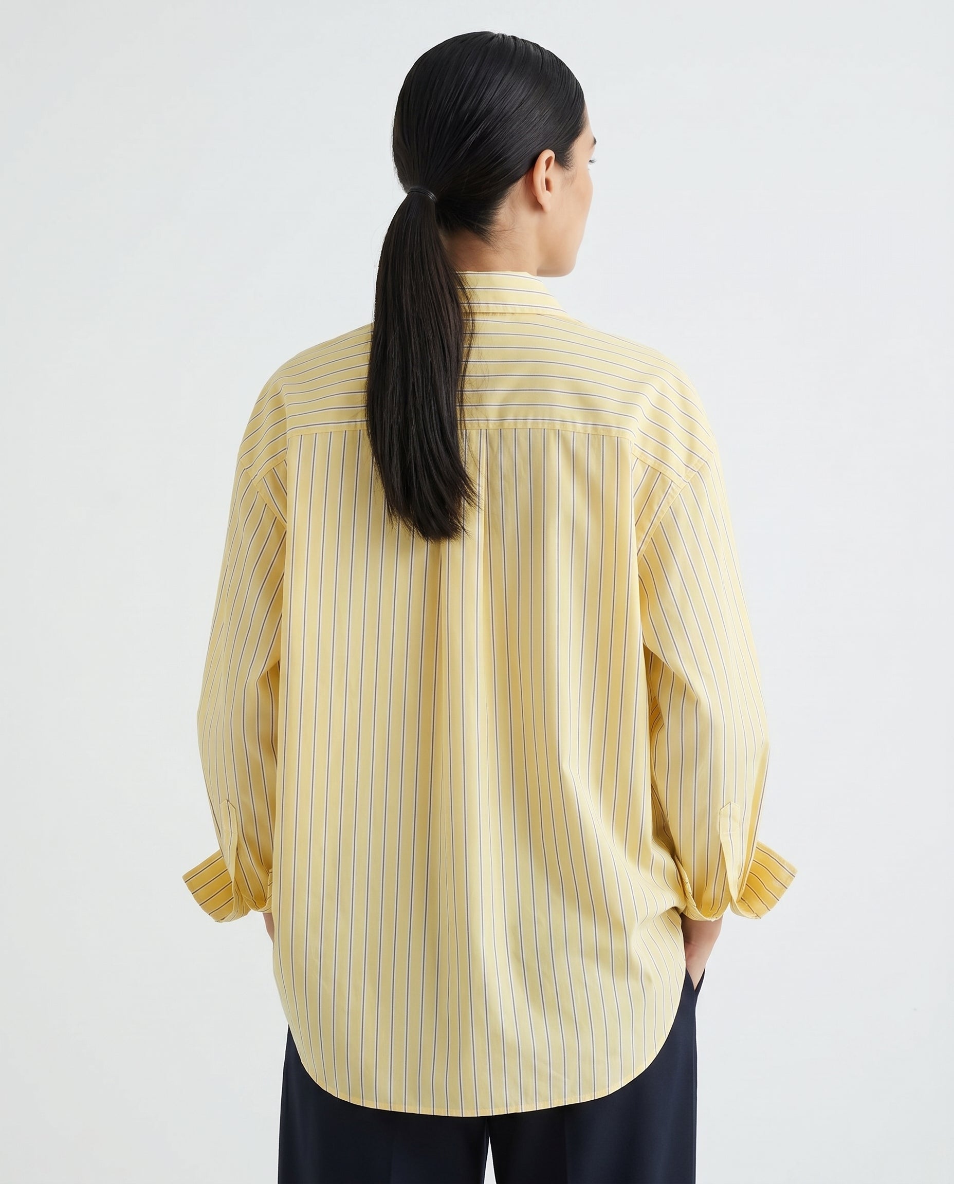 Women's Striped Shirt Loose Fit with Classic Collar