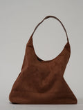 Women's Shoulder Bag with Matching Clutch Set - Brown
